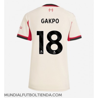 Camiseta Liverpool Cody Gakpo #18 Segunda Equipación Replica 2025-26 para mujer mangas cortas Camiseta Liverpool Cody Gakpo #18 Segunda Equipación Replica 2025-26 para mujer mangas cortas